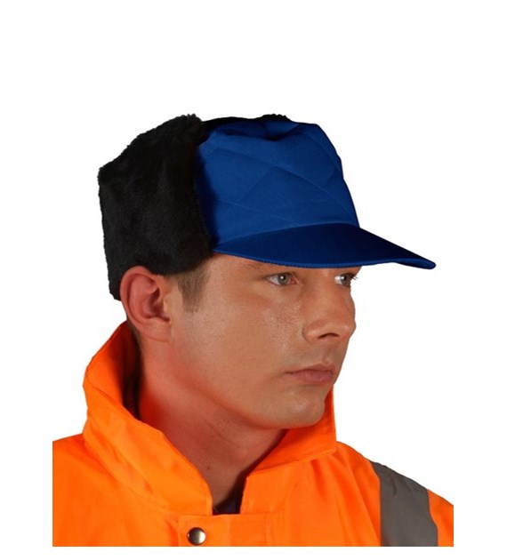 CZAPKA OCIEPLANA TYPU USZANKA W KOLORZE GRANATOWYM