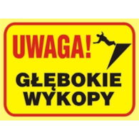 Tablica budowlana   Uwaga! Głębokie wykopy   250x350