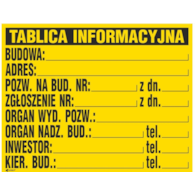 Tablica budowlana informacyjna 700x900