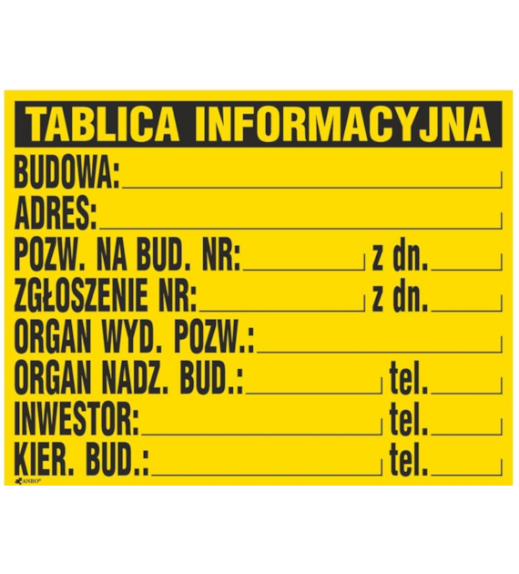 Tablica budowlana informacyjna 700x900