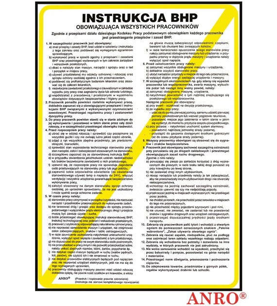 Instrukcja BHP „ Instrukcja BHP obowiązująca wszystkich pracowników ” 250x350