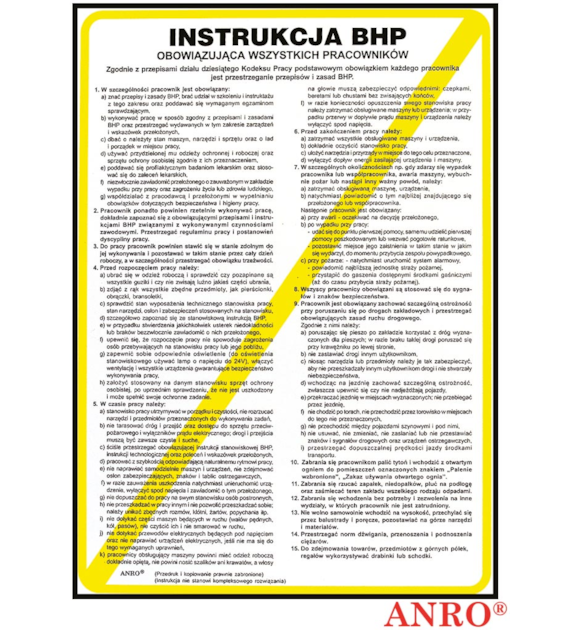 Instrukcja BHP „ Instrukcja BHP obowiązująca wszystkich pracowników ” 250x350