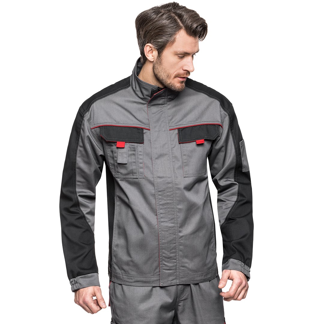 Bluza robocza AVACORE LENNOX szaro-czarna z czerwonymi elementami