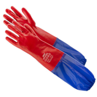 Rękawice z PCV 60 cm czerwone z mankietem