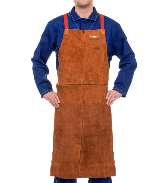 FARTUCH OCHRONNY WELDAS GOLDEN BROWN WYKONANY ZE SKÓRY DWOINOWEJ O DŁUGOŚCI 122 CM. SZEROKOŚĆ 60 CM