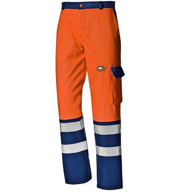 Spodnie do pasa ostrzegawcze MISTRAL SIR w kolorze pomarańczowo granatowym z pasami