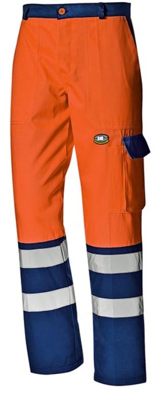 Spodnie do pasa ostrzegawcze MISTRAL SIR w kolorze pomarańczowo granatowym z pasami