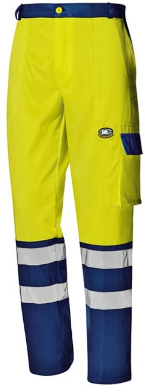 Spodnie do pasa ostrzegawcze MISTRAL SIR w kolorze żółto-granatowym z pasami