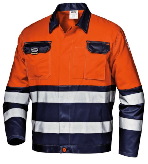 Bluza robocza ostrzegawcza MISTRAL SIR w kolorze pomarańczowo- granatowym z pasami odblaskowymi