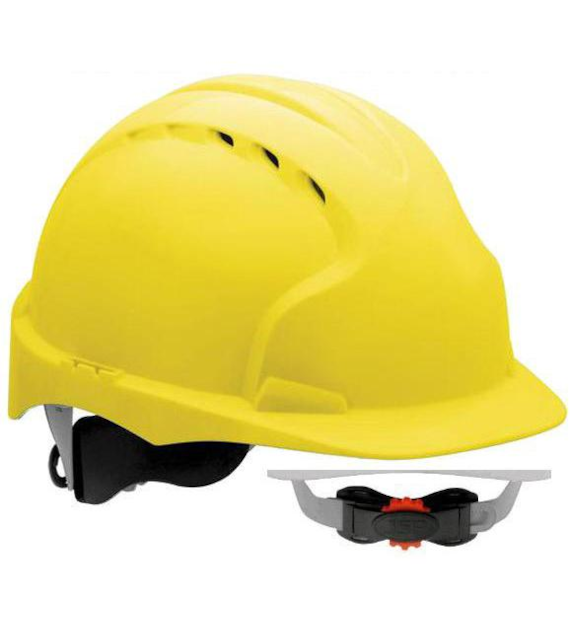 HEŁM KASK JSP EVO 3 ŻÓŁTY– wentylowany, średni daszek, regulacja pokrętłem AJF170-000