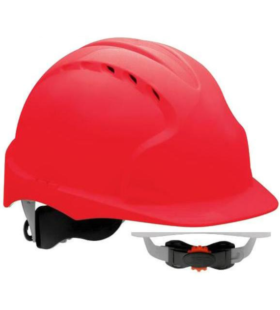 HEŁM KASK JSP EVO 3 CZERWONY – wentylowany, średni daszek, regulacja pokrętłem AJF170-000