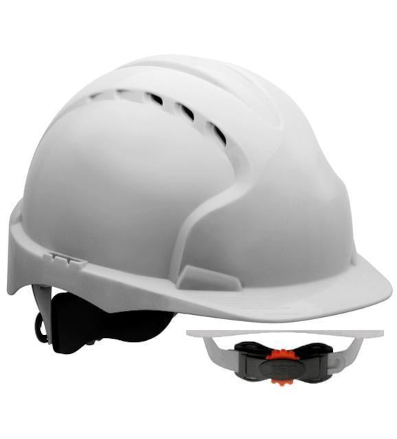 HEŁM KASK JSP EVO 3 BIAŁY – wentylowany, średni daszek, regulacja pokrętłem AJF170-000