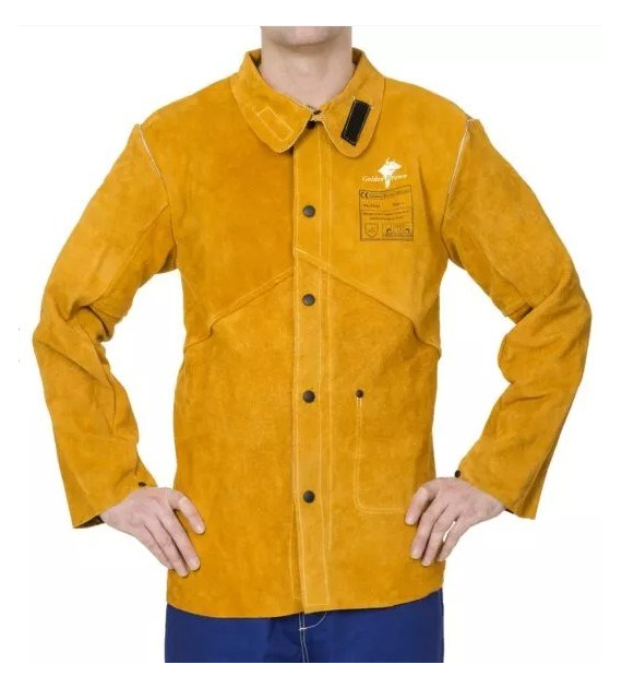 BLUZA ROBOCZA SPAWALNICZA GOLD WELDAS WYKONANA Z OGNIOODPORNEJ SKÓRY