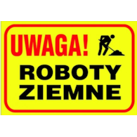 Tablica budowlana   Uwaga! Roboty ziemne   250x350