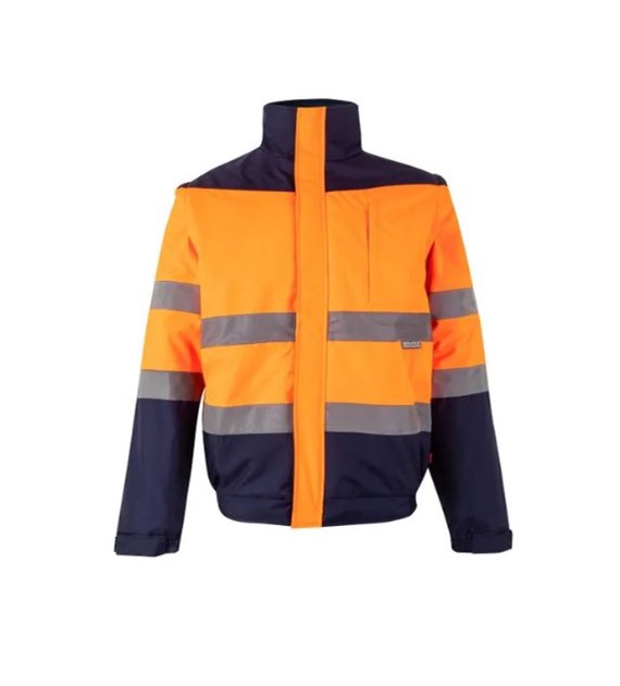Kurtka ocieplana ostrzegawcza 2w1 z odpinanymi rękawmi STARVIS 161 pomarańczowo-granatowa