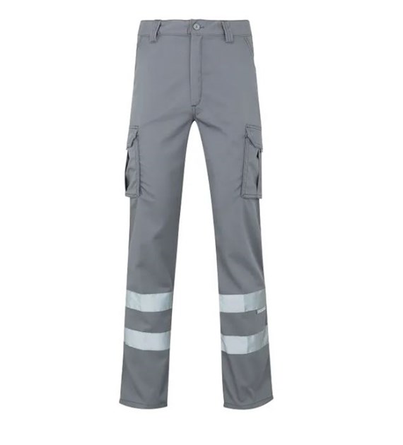 Spodnie do pasa STRETCH w kolorze szarym z pasami