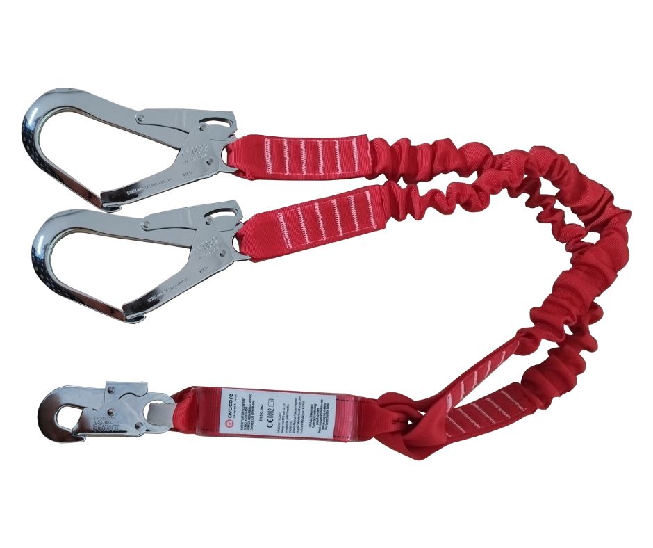 Amortyzator bezpieczeństwa podwójny GEKKO ELASTIC z linką i zatrzaśnikami