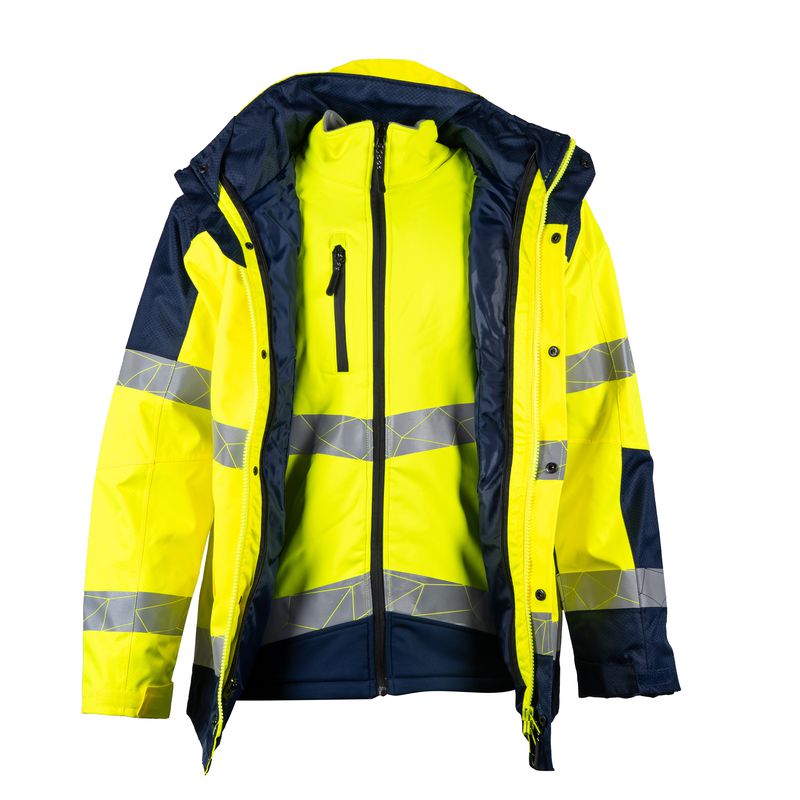 Kurtka ocieplana ostrzegawcza softshell VWJK605 5w1 w kolorze żółtym