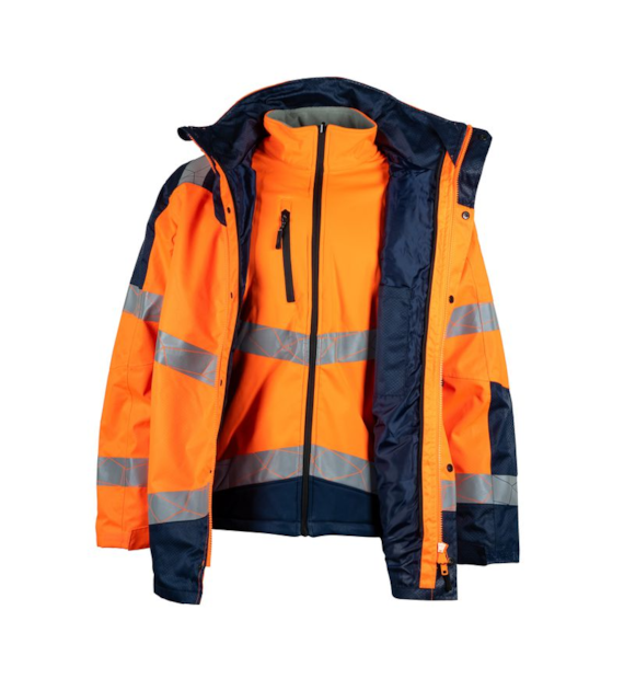Kurtka ocieplana ostrzegawcza softshell VWJK605 5w1 w kolorze pomarańczowym