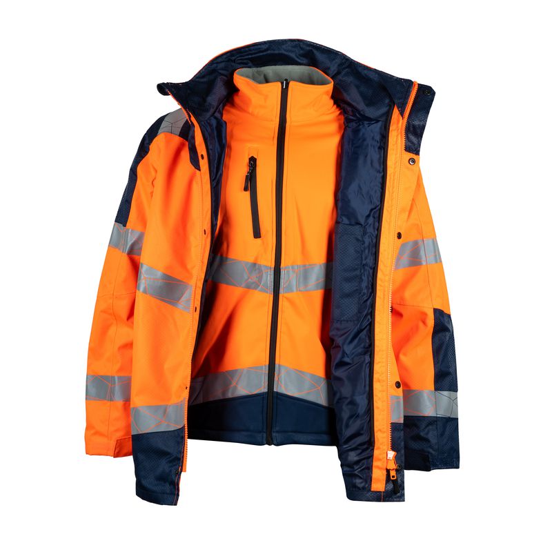 Kurtka ocieplana ostrzegawcza softshell VWJK605 5w1 w kolorze pomarańczowym