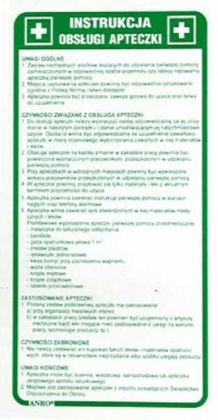 Instrukcja BHP i PPOŻ   Instrukcja obsługi apteczki   110x210