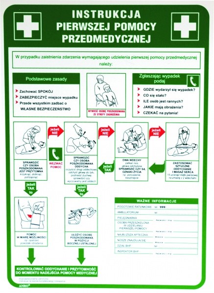 Instrukcja BHP „ Instrukcja pierwszej pomocy przedmedycznej ” 250x350